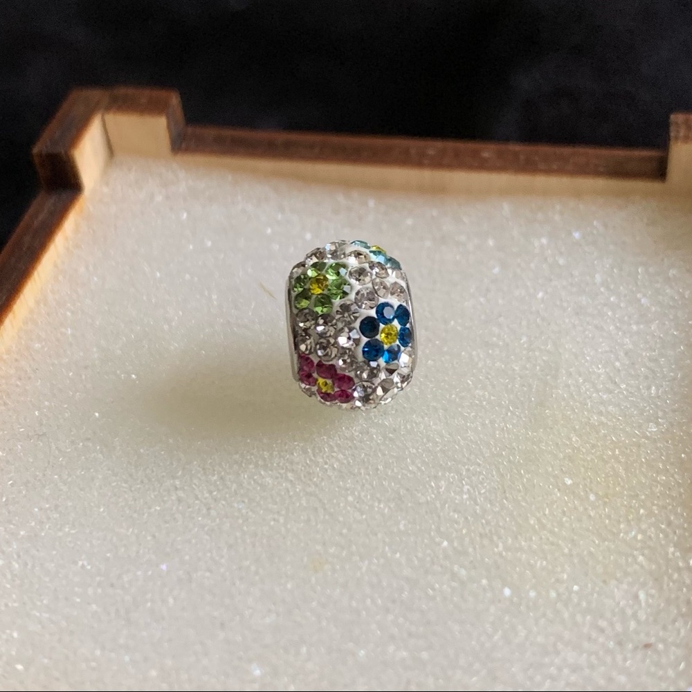 COPY - Clear with Multicolored Flowers Crystal Bead Charm